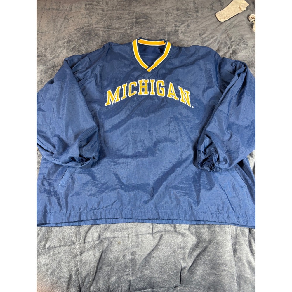 Spotlight Michigan Wolverines Men Navy Blue V-Neck‎ Windbreaker Pullover XL 6330
